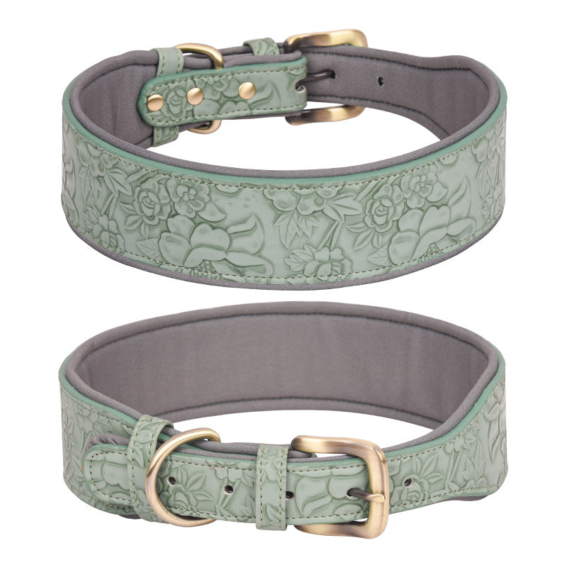 Green embossed dog collar