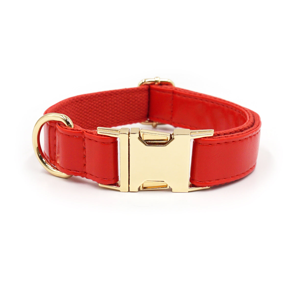 Le Doré: Leather-look dog collar with gold buckle