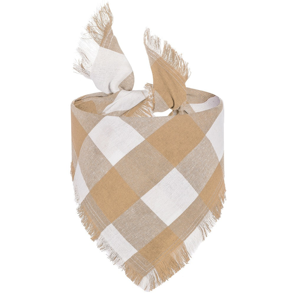 Le Carreau: Plaid dog bandana with fringed edge