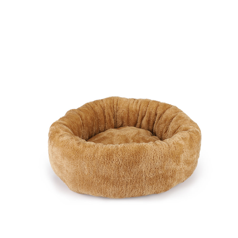 Le Nid round plush bed, light brown