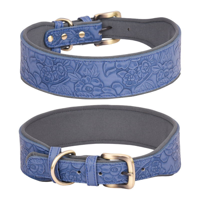 Blue embossed dog collar