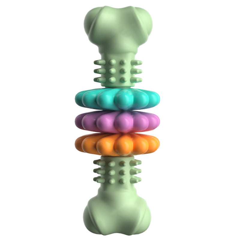L'Os Perlé: Rubber chew bone with spinning rings