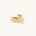 Le Croissant: Ridged dome stud earrings