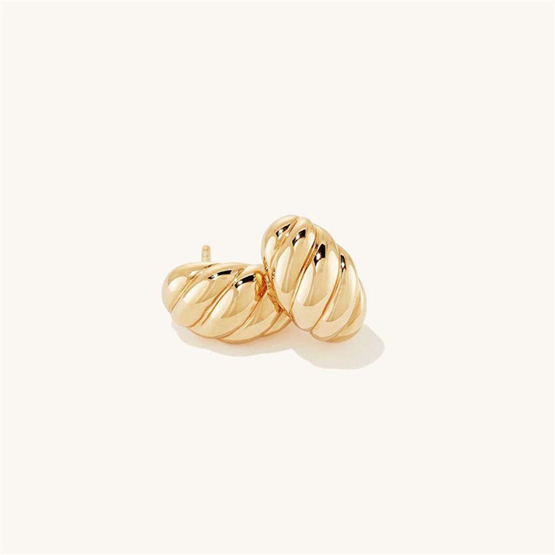 Le Croissant: Ridged dome stud earrings