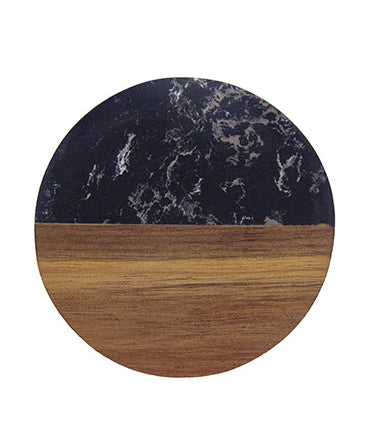Le Duo de Matières: Marble and acacia wood coaster