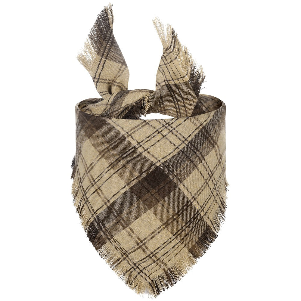 Le Carreau: Plaid dog bandana with fringed edge