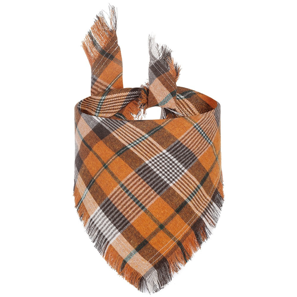 Le Carreau: Plaid dog bandana with fringed edge