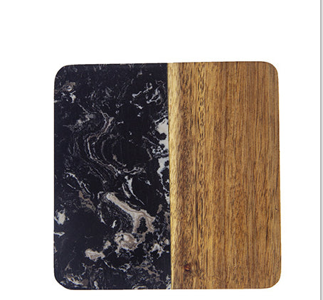Le Duo de Matières: Marble and acacia wood coaster