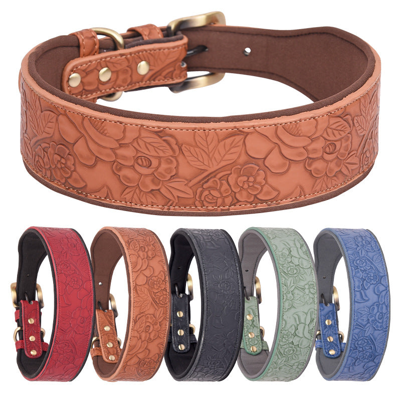 Embossed floral dog collar in five colours
