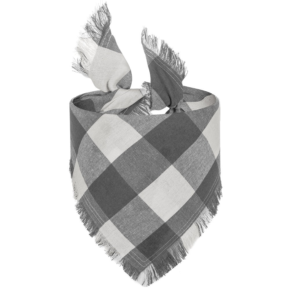 Le Carreau: Plaid dog bandana with fringed edge