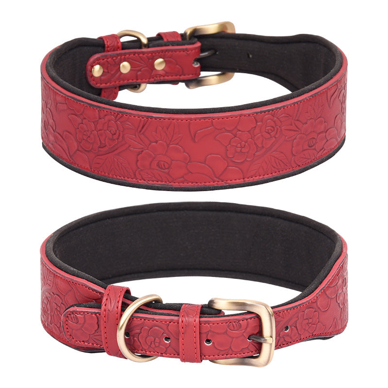 Red embossed dog collar