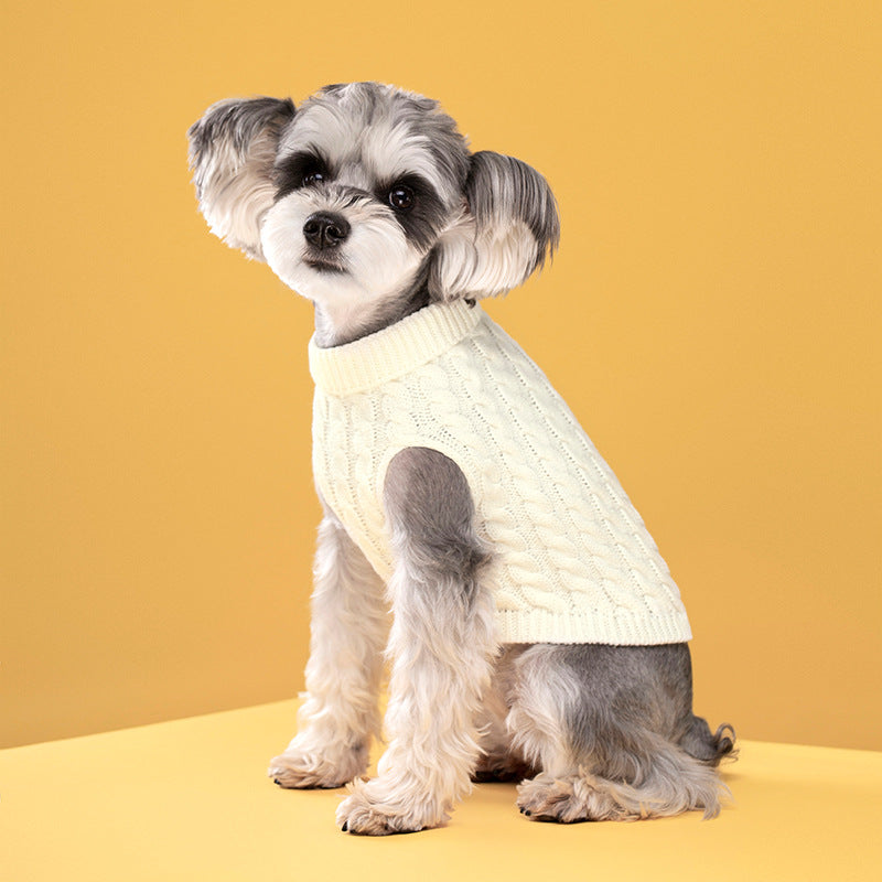 Le Tricot: Cable-knit turtleneck sweater for small dogs and cats