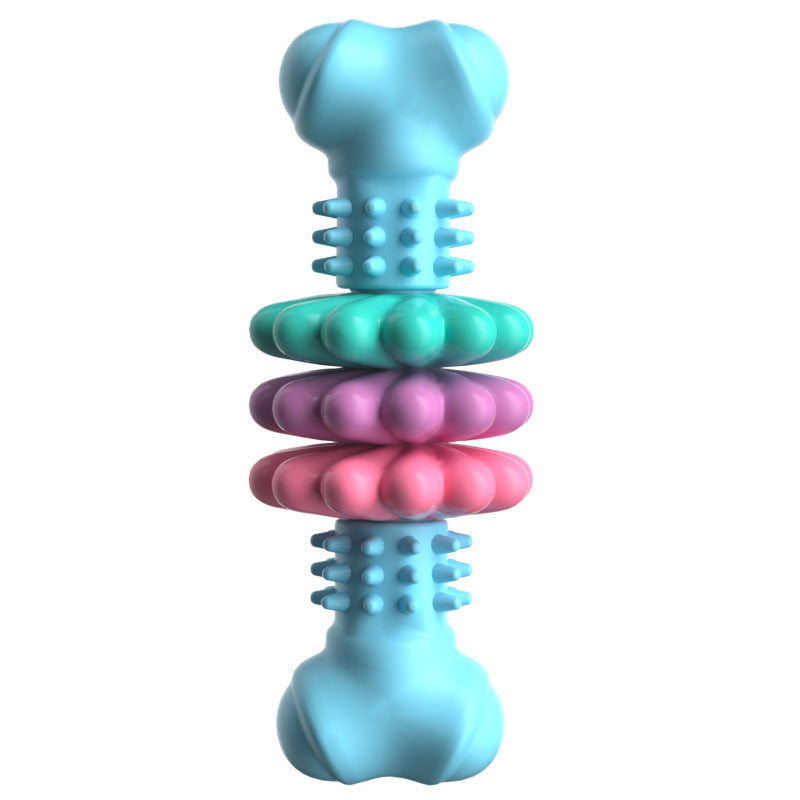 L'Os Perlé: Rubber chew bone with spinning rings