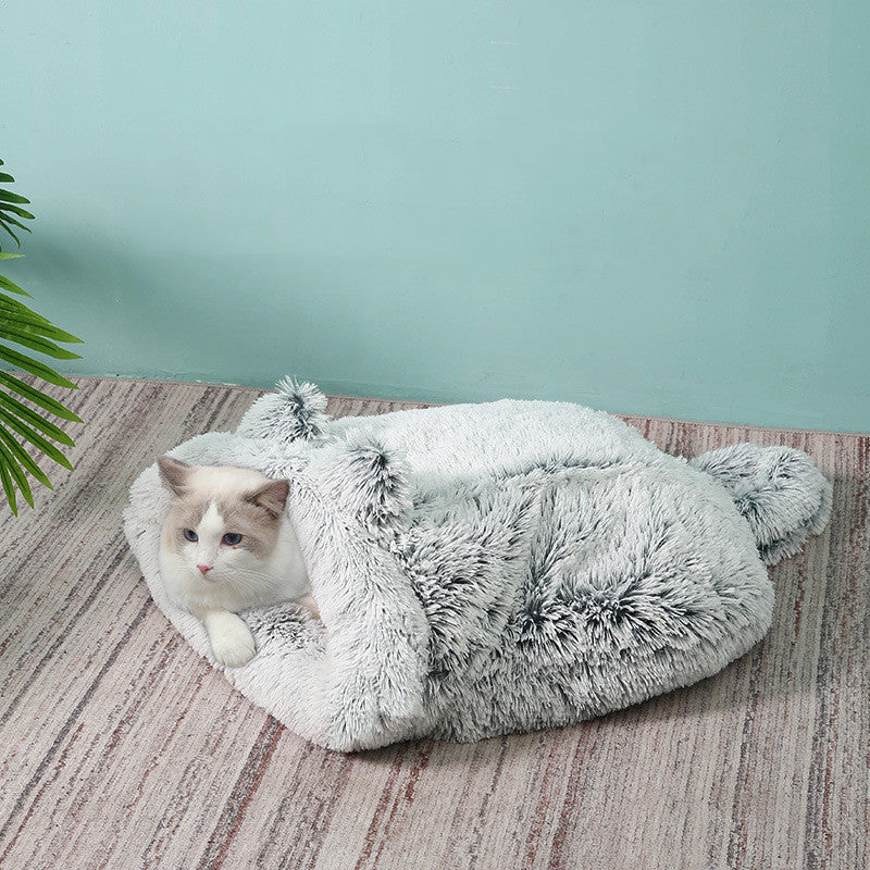Le Cocon: Plush cat sleeping-bag nest