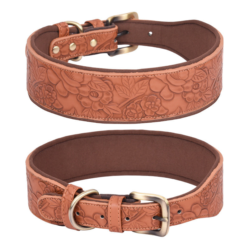 Tan embossed dog collar