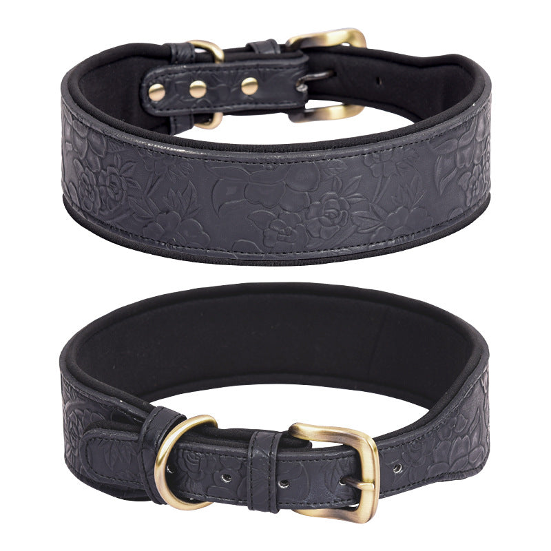 Black embossed dog collar