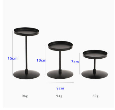 Les Trois Plateaux: Black iron pillar candle stands, set of three