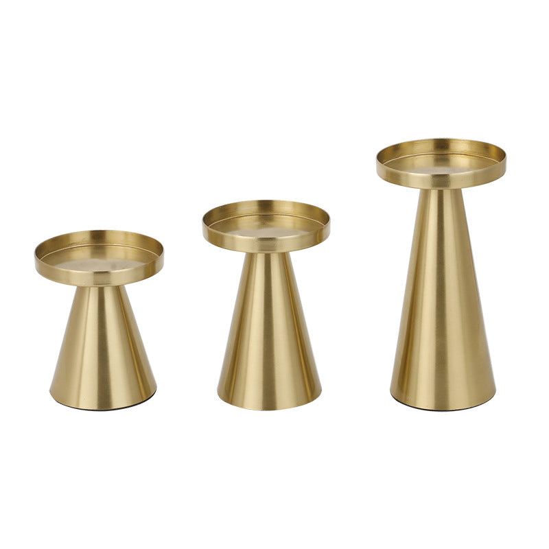 Les Trois Cônes: Gold-tone candle holders, set of three
