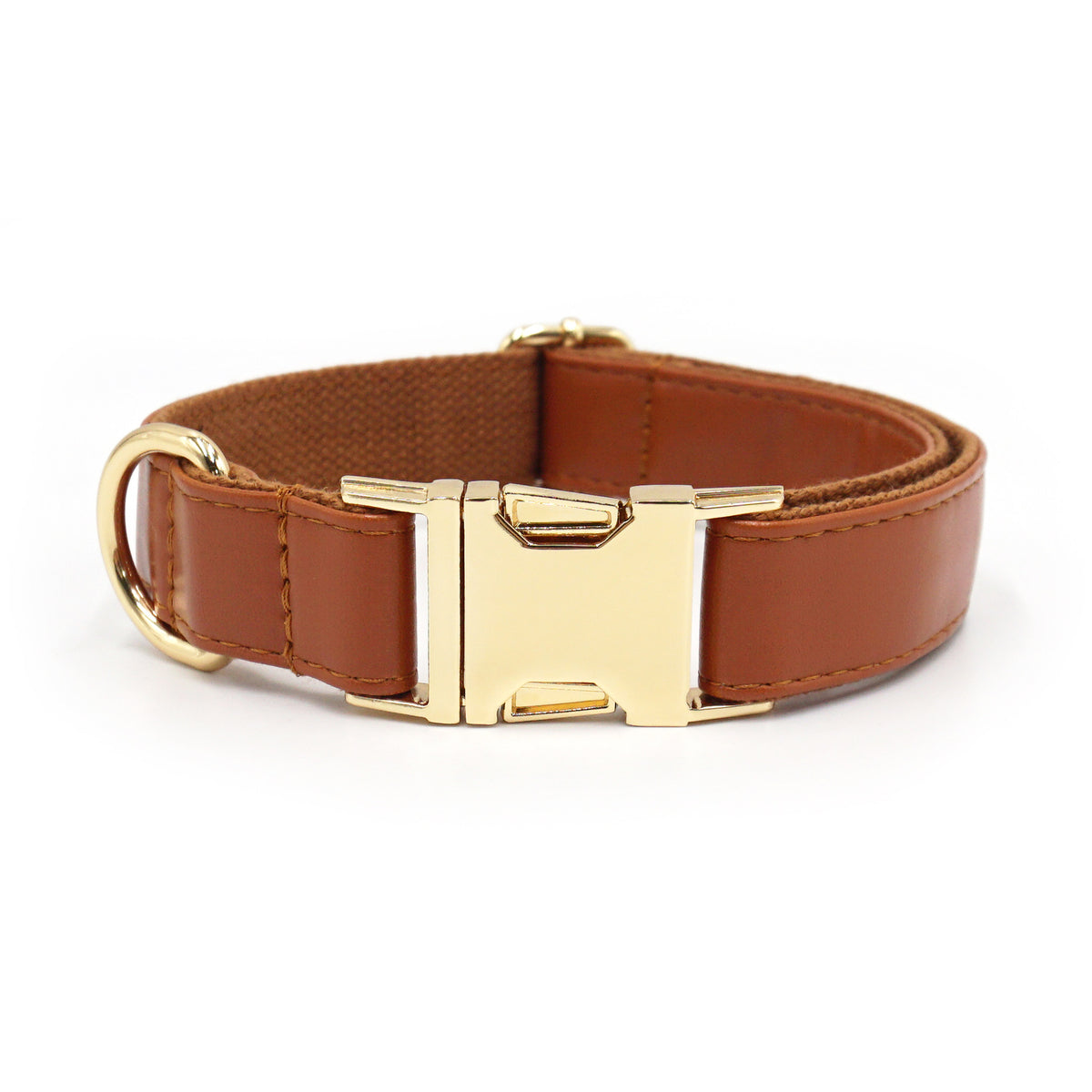 Le Doré: Leather-look dog collar with gold buckle