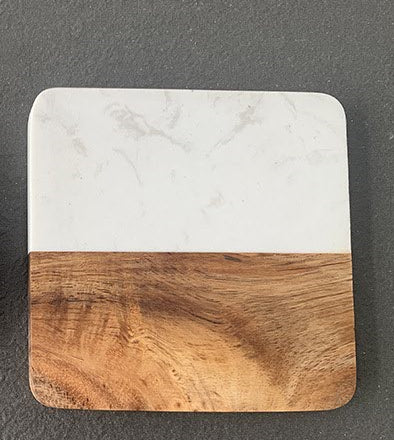 Le Duo de Matières: Marble and acacia wood coaster