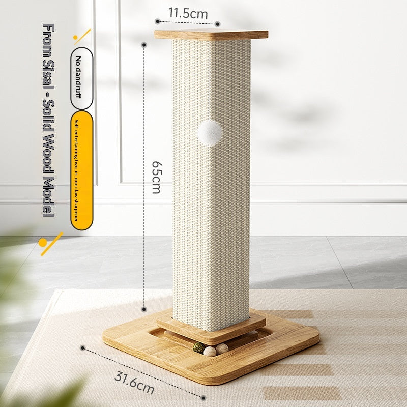La Colonne, white sisal, solid wood base