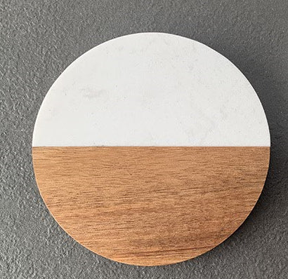 Le Duo de Matières: Marble and acacia wood coaster