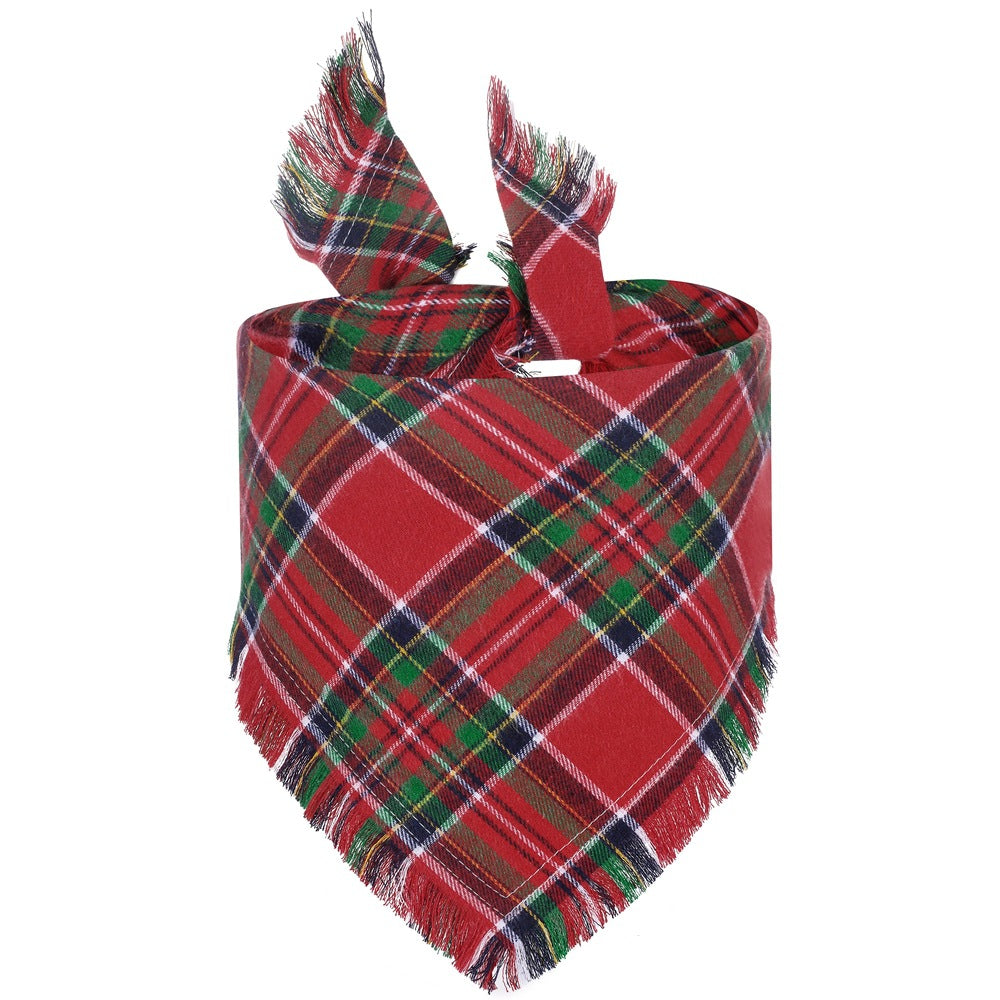 Le Carreau: Plaid dog bandana with fringed edge