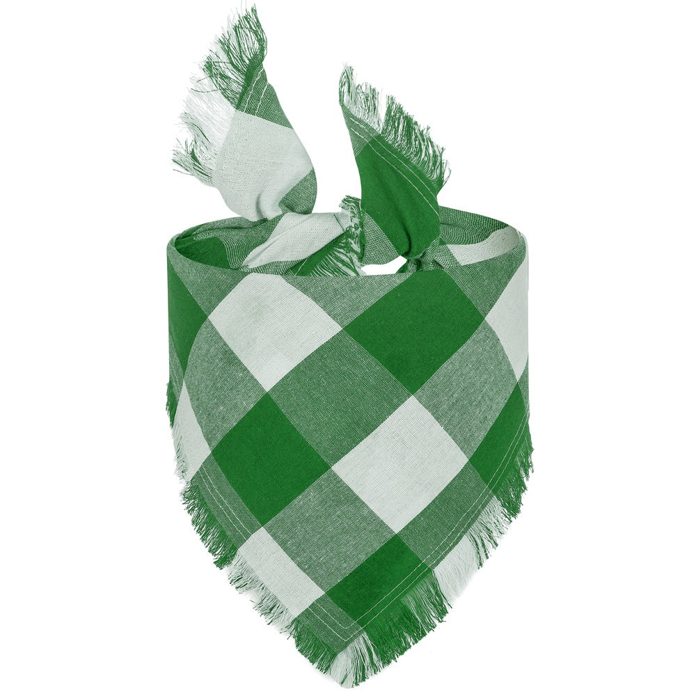 Le Carreau: Plaid dog bandana with fringed edge