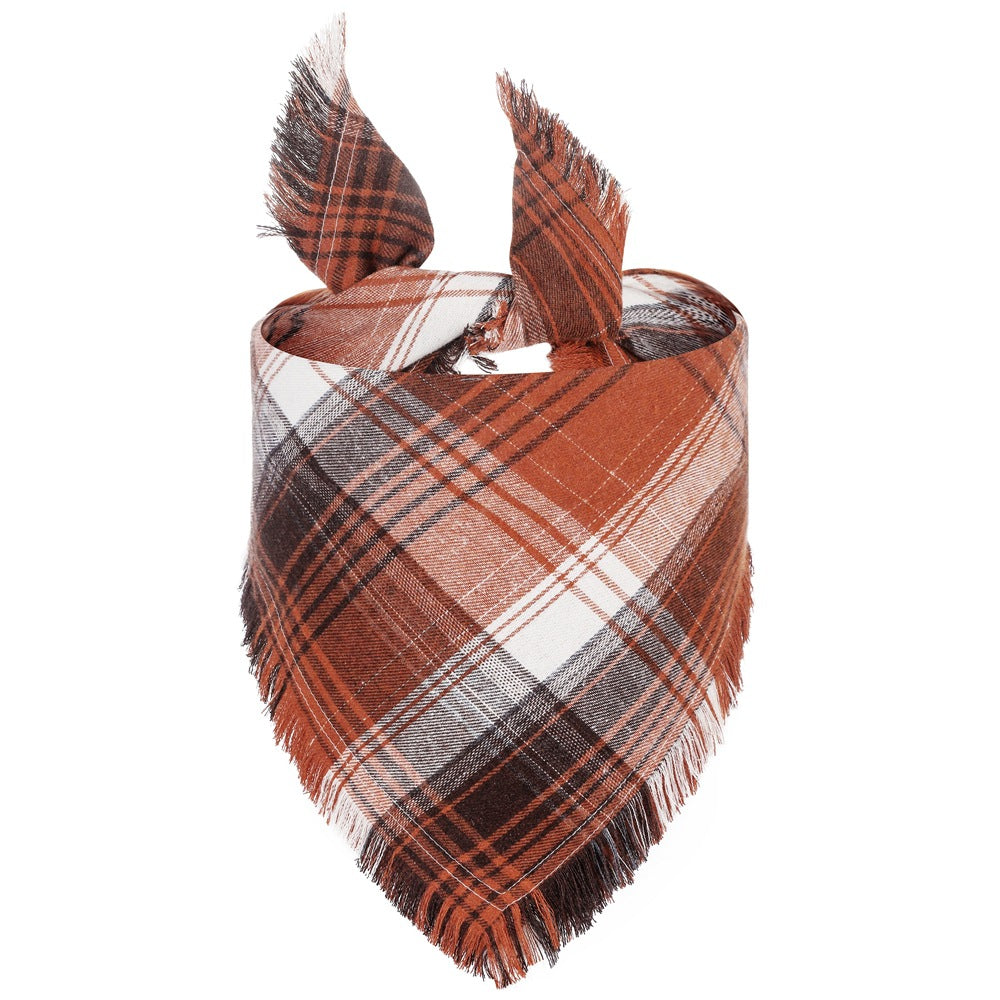 Le Carreau: Plaid dog bandana with fringed edge