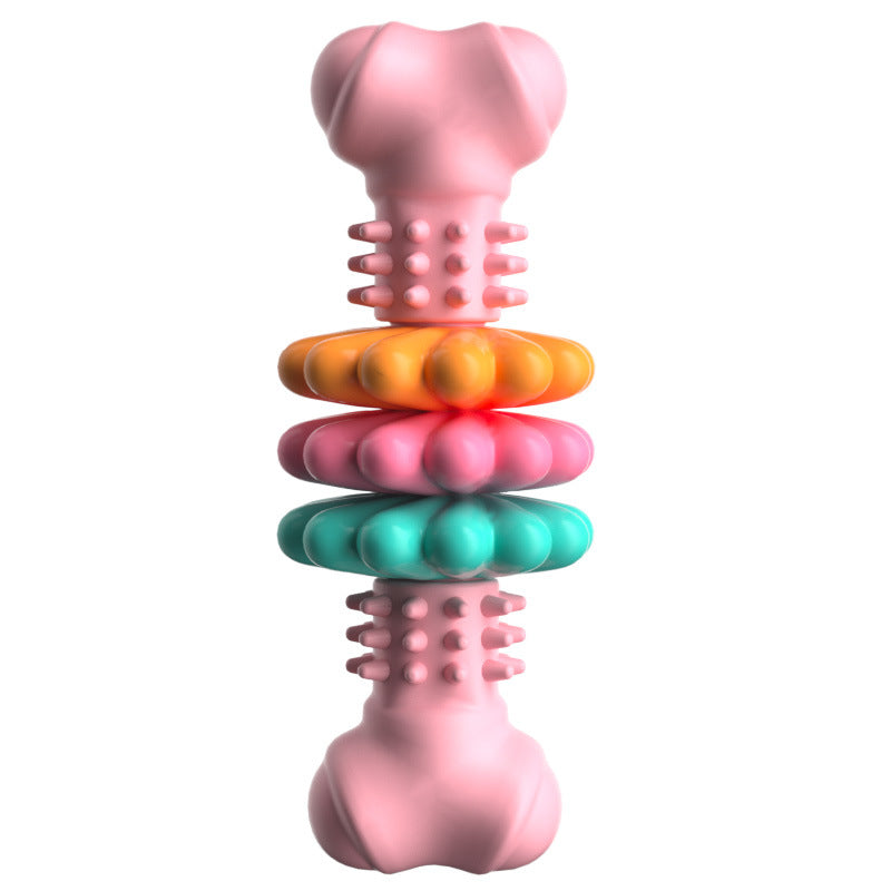 L'Os Perlé: Rubber chew bone with spinning rings